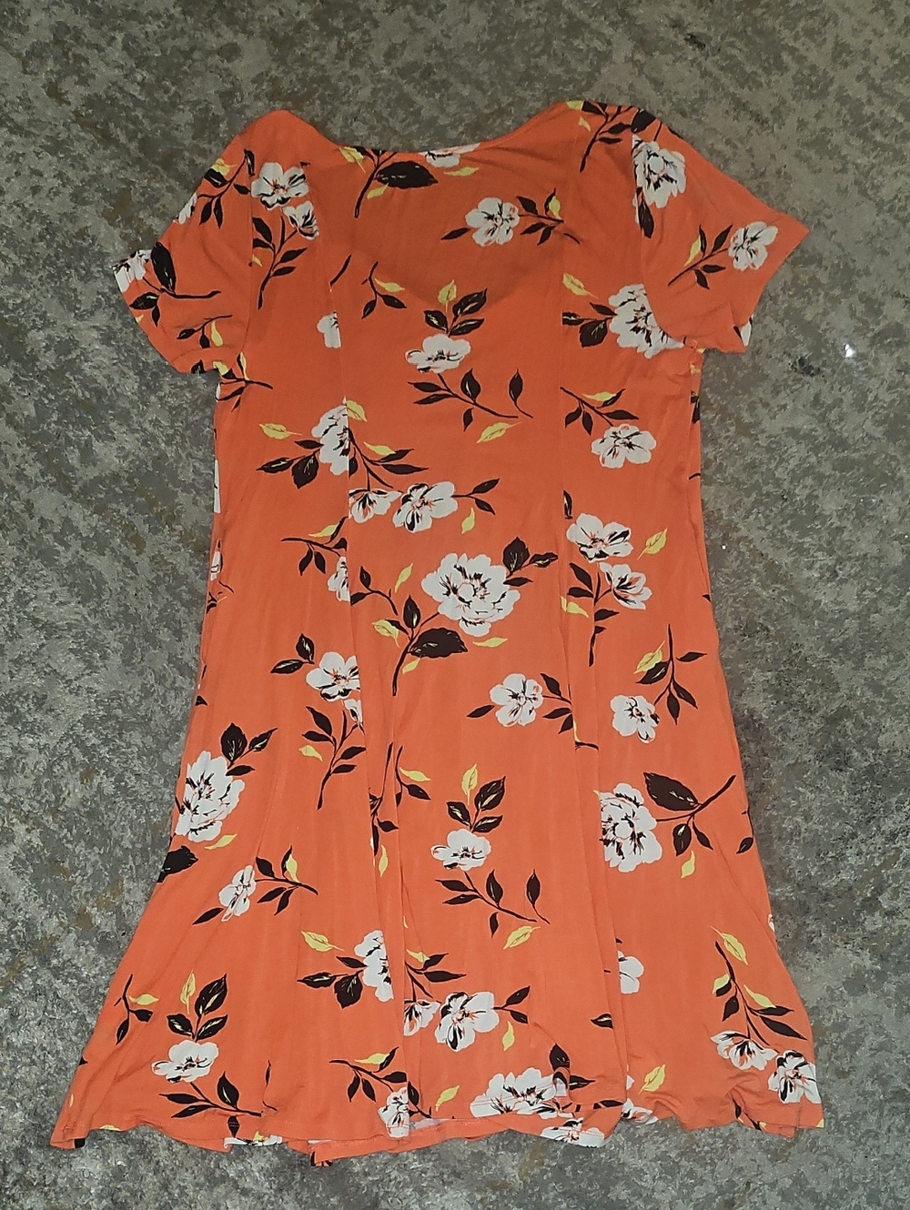 Torrid Fit & Flare Super Soft Knit Orange Coral Floral Dress With Pockets 2X - Picture 7 of 7
